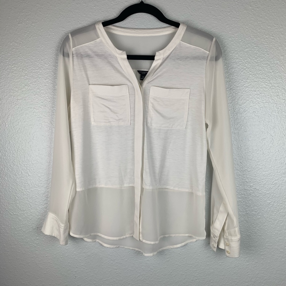 Ann Taylor Sheer Sleeve Blouse